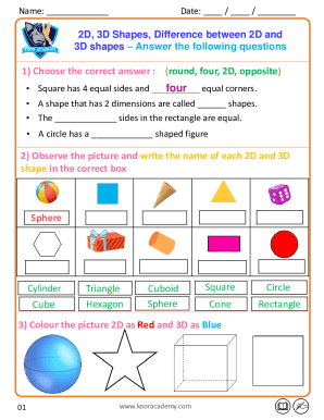 2D and 3D Shapes Worksheet