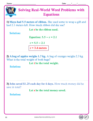 Solving Real-World Word Problems with Equations