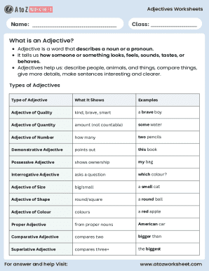 Adjectives Worksheets