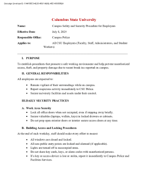 Campus Safety and Security Procedure for Employees