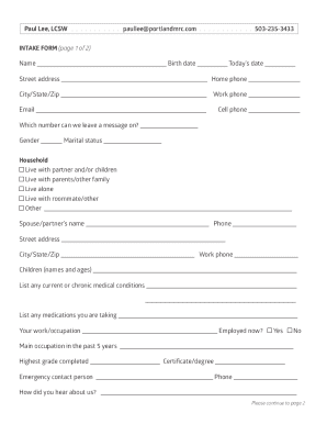 Mental Health Intake Form