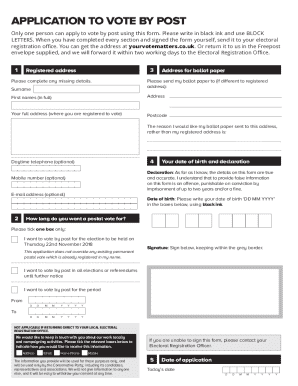 UK Application to Vote by Post