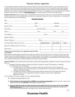 Bozeman Health Financial Assistance Application