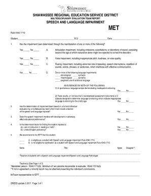 Michigan Speech and Language Impairment Report
