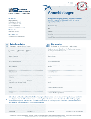 IHK-Akademie Registration Form