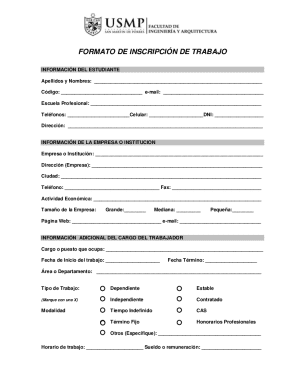 Work Registration Form