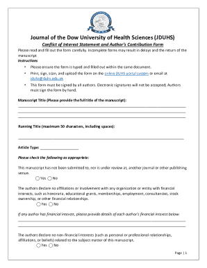 Conflict of Interest Statement and Author’s Contribution Form