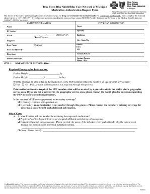 Blue Cross Blue Shield Medication Authorization Request Form