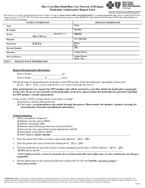 Blue Cross Blue Shield Medication Authorization Request Form