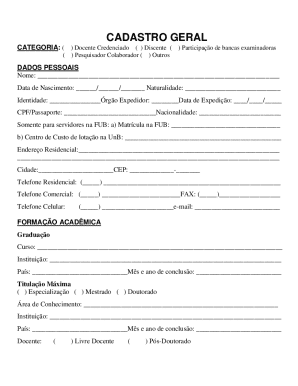 General Registration Form for Academic Personnel