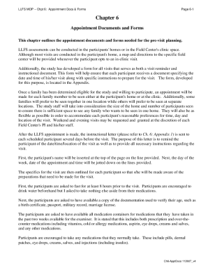 Long Life Family Study Visit Instructions