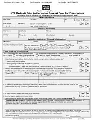 NYS Medicaid Prior Authorization Request Form