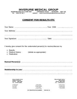 Consent for Results and Medical Information