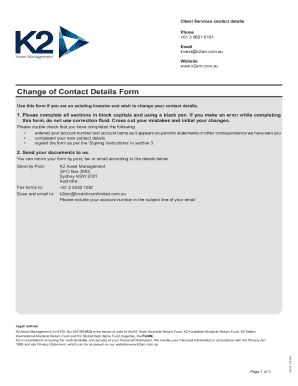 Change of Contact Details Form