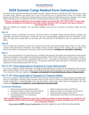 Scouting America Annual Health and Medical Record Form