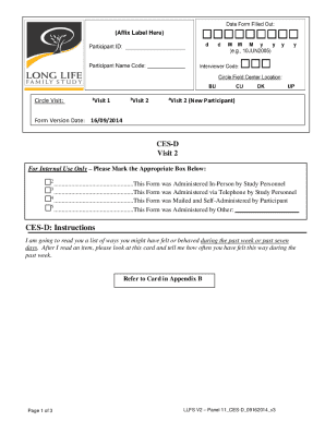 CES-D Depression Assessment Form