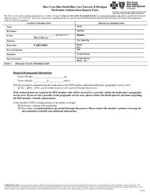 Blue Cross Blue Shield Medication Authorization Request Form