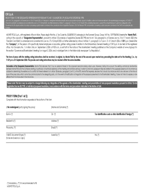CIR S.p.A. Proxy Form for Shareholders' Meeting