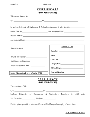 Pensioner Certificate