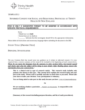 Informed Consent for Social and Behavioral Protocols