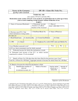 Form 15H Declaration for Senior Citizens