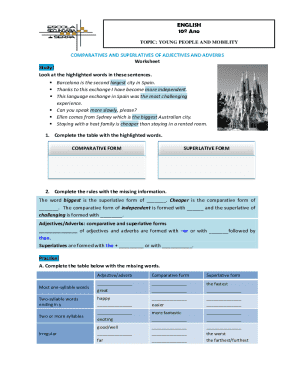 Comparatives and Superlatives Worksheet