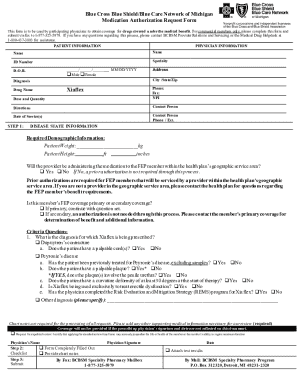 Blue Cross Blue Shield Medication Authorization Request Form
