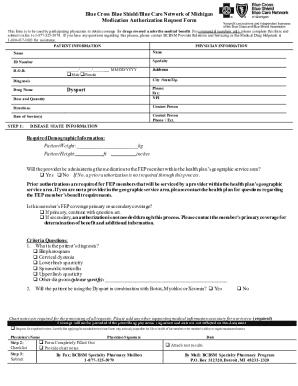 Blue Cross Blue Shield Medication Authorization Request Form
