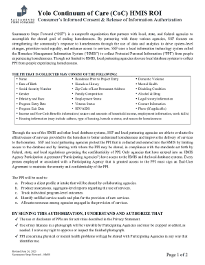 Yolo Continuum of Care HMIS ROI Consent Form