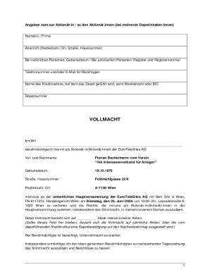 EuroTeleSites AG Proxy Voting Form
