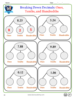 Decimal Place Value Worksheet