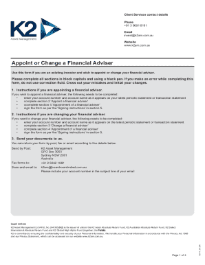 Financial Adviser Notification Form