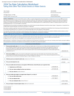 2024 Texas Tax Rate Calculation Worksheet