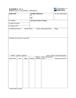 Customs Clearance Order Form