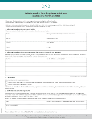 FATCA and CRS Self-Declaration Form