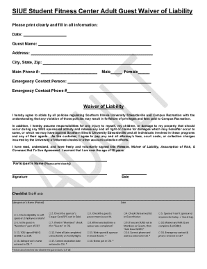 SIUE Adult Guest Waiver of Liability
