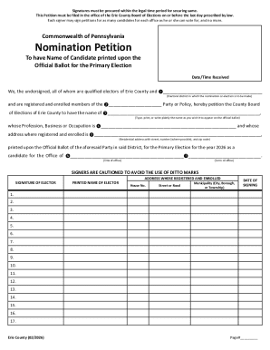 Pennsylvania Nomination Petition
