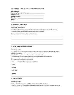 Supplier Declaration of Compliance