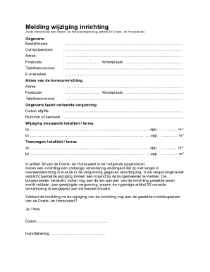 Dutch Horeca Establishment Change Notification