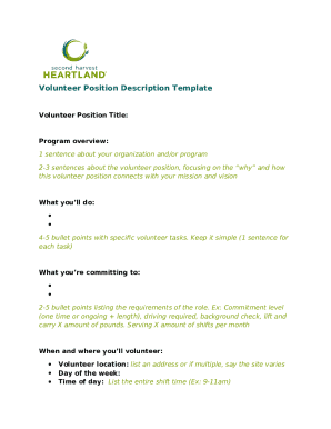 Volunteer Position Description Template