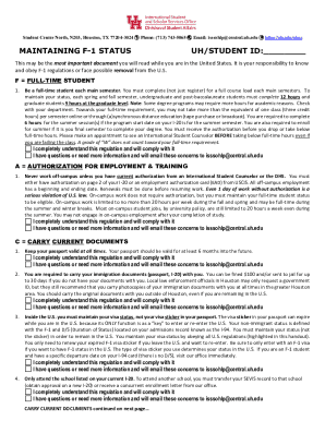 F-1 Student Status Maintenance Form
