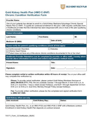 Chronic Condition Verification Form