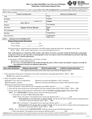 Blue Cross Blue Shield Medication Authorization Request Form