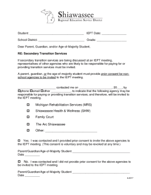 Secondary Transition Services Consent Form