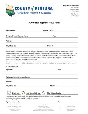 Agricultural Commissioner Authorized Representative Form
