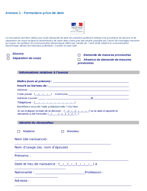 French Divorce Hearing Date Request Form