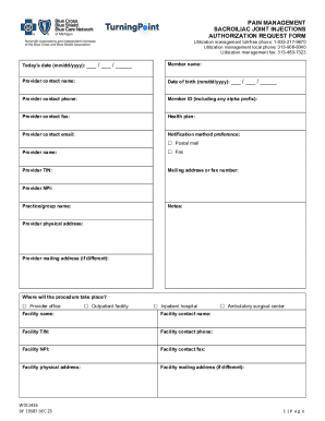 Hand Injection Addendum Forms Sacroiliac Joint Injections Authorization Request Form - Blank Fillable ...