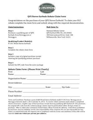 QFX Stereo Earbuds Rebate Claim Form