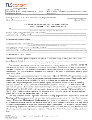 Russian Personal Data Consent Form