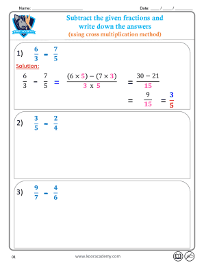 Fraction Subtraction Worksheet